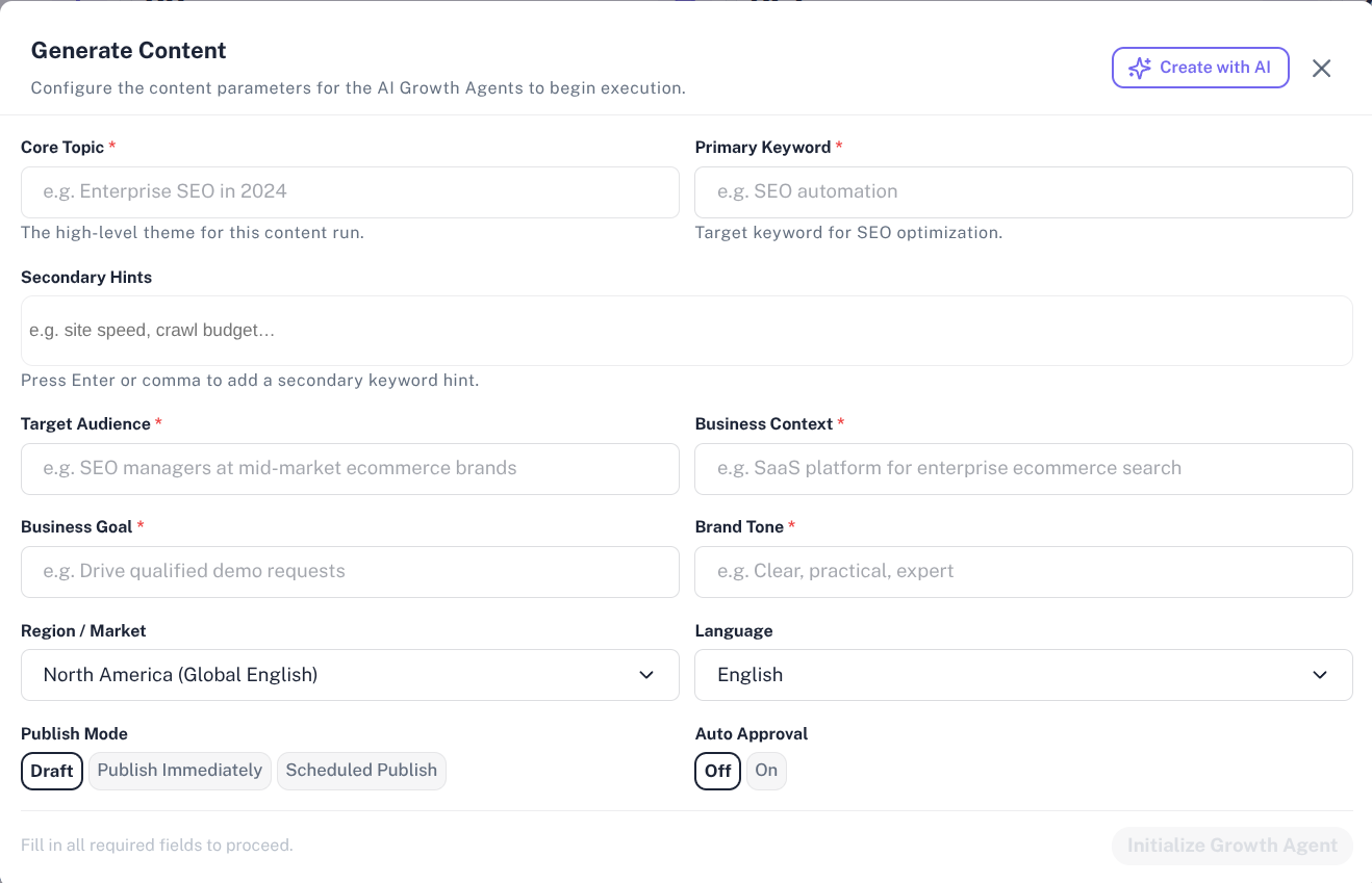 Create content blog using AI