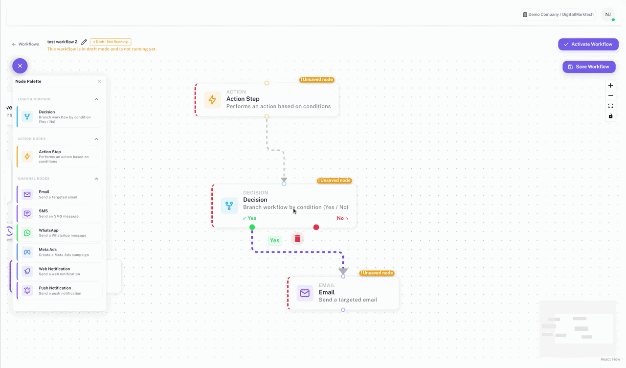 configure action node