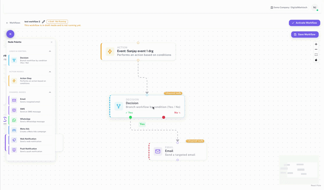configure decision node