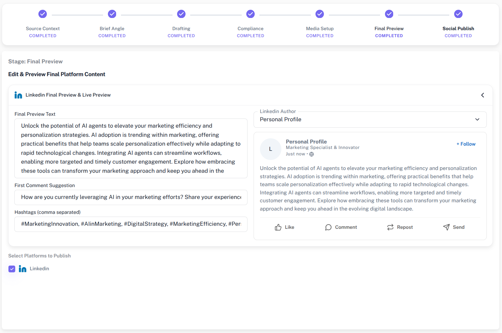 social medial final content preview